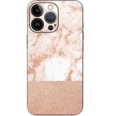 White Rose Gold Marble iPhone 14 Pro Skin